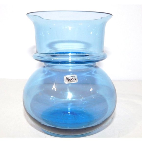 Vintage Kosta Boda Sweden 12cm  Blue Glass Hurricane Candle holder Vase - Picture 12 of 16